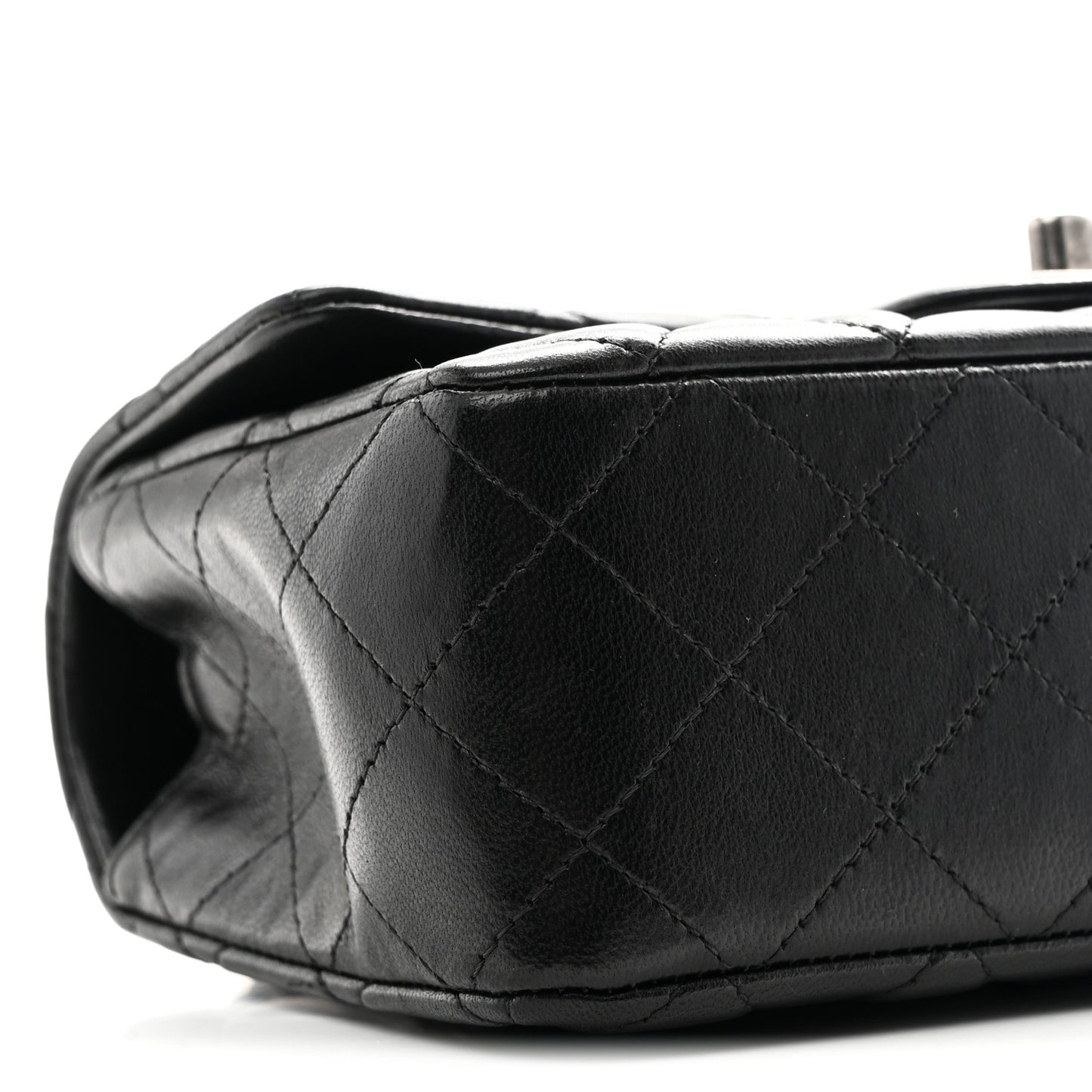 Lambskin Quilted Mini Rectangular Flap Black