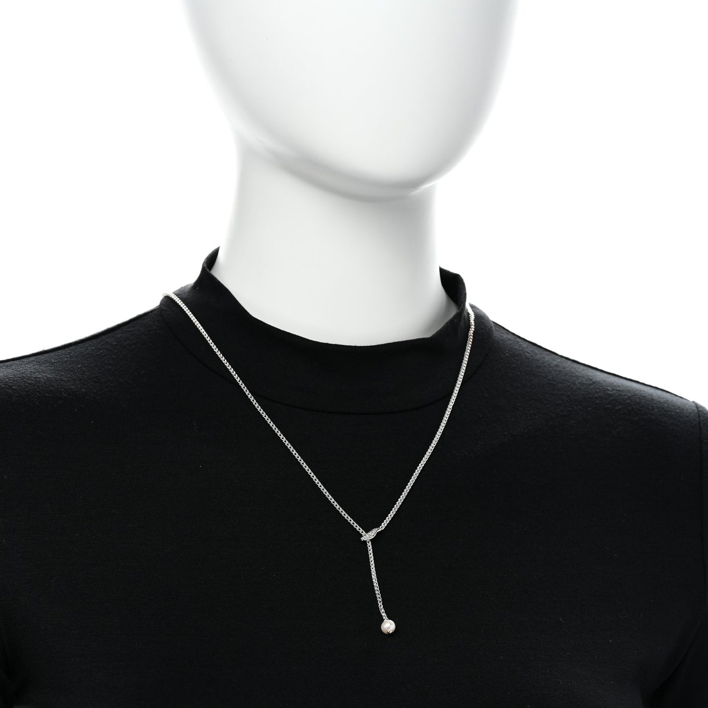Sterling Silver Diamond Freshwater Cultured Pearl Surf Y Necklace