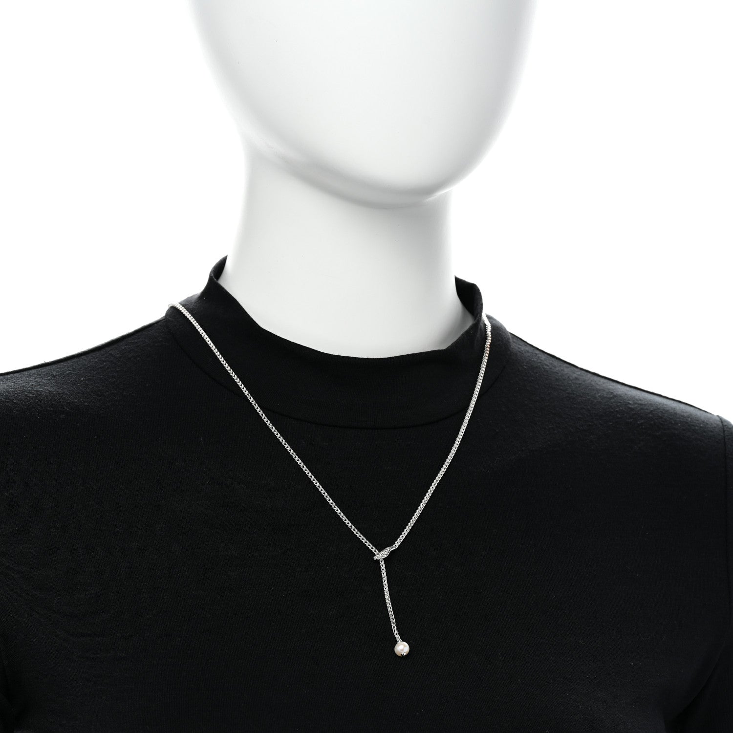 John Hardy Sterling Silver Diamond Freshwater Cultured Pearl Surf Y Necklace 2 of 4