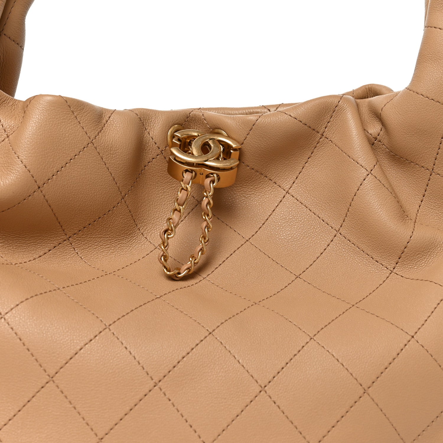 Chanel Calfskin Quilted Small Maxi Hobo Beige 8 of 10