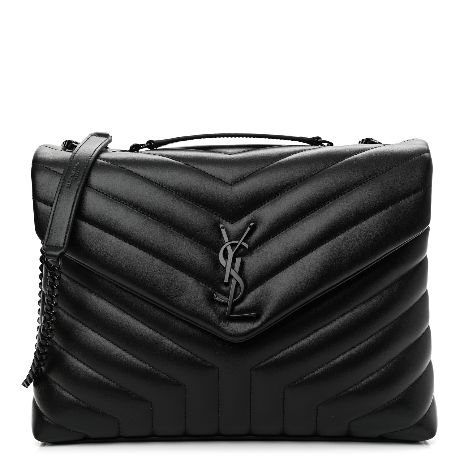 Saint Laurent Calfskin Y Quilted Monogram Medium Loulou Chain Satchel Black 1 of 9