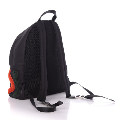 Fendi Nylon Shearling Block Letter Backpack Black 2 of 9