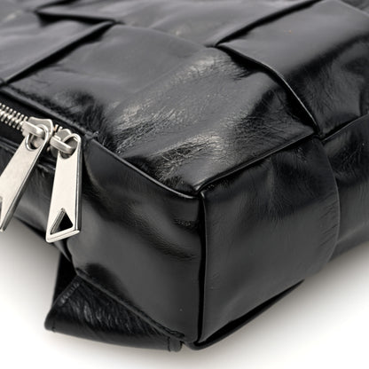 Bottega Veneta Paper Calfskin Intreccio Mini Cassette Sling Bag Black 9 of 10