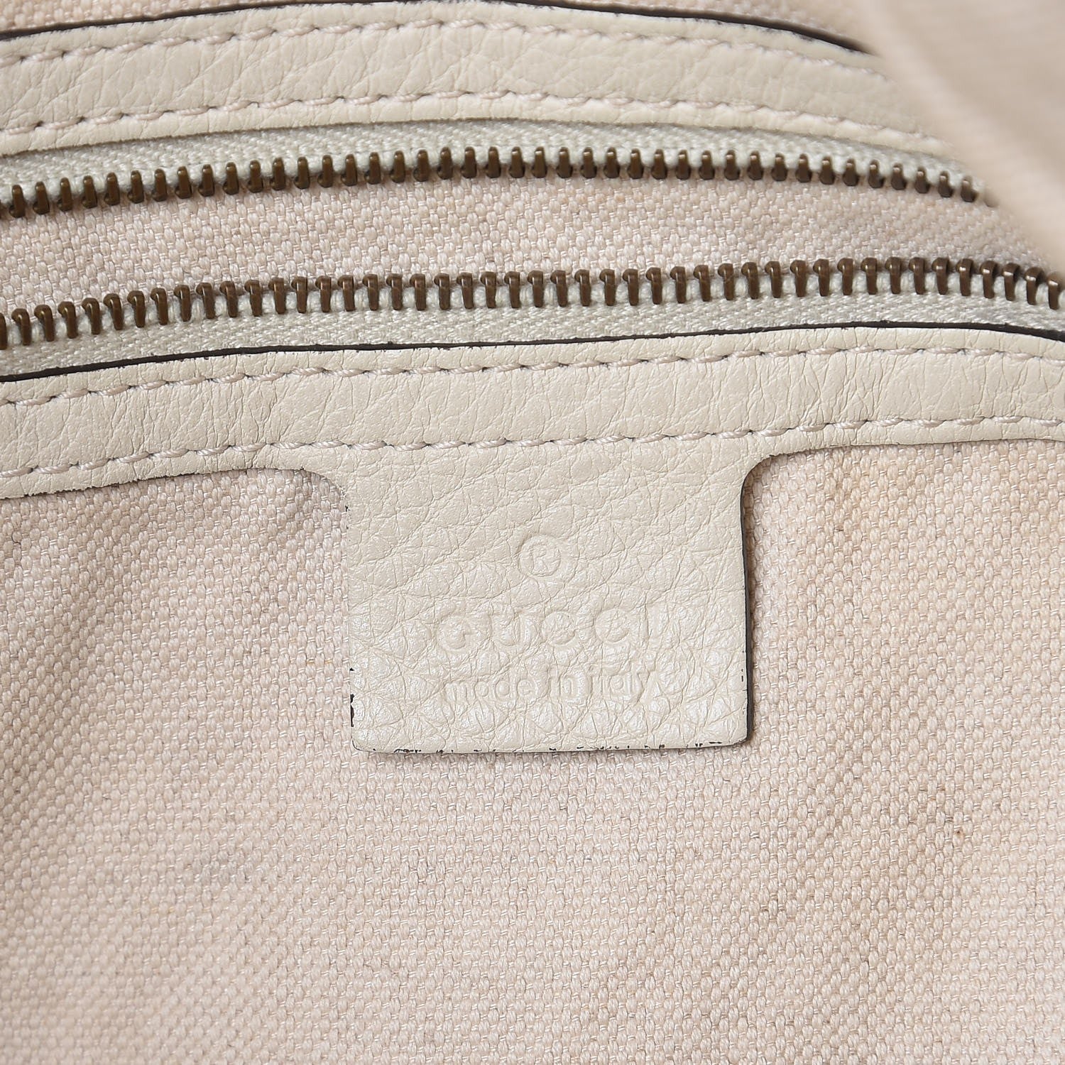 Gucci Pebbled Calfskin Twill Medium Top Handle Satchel White 5 of 19