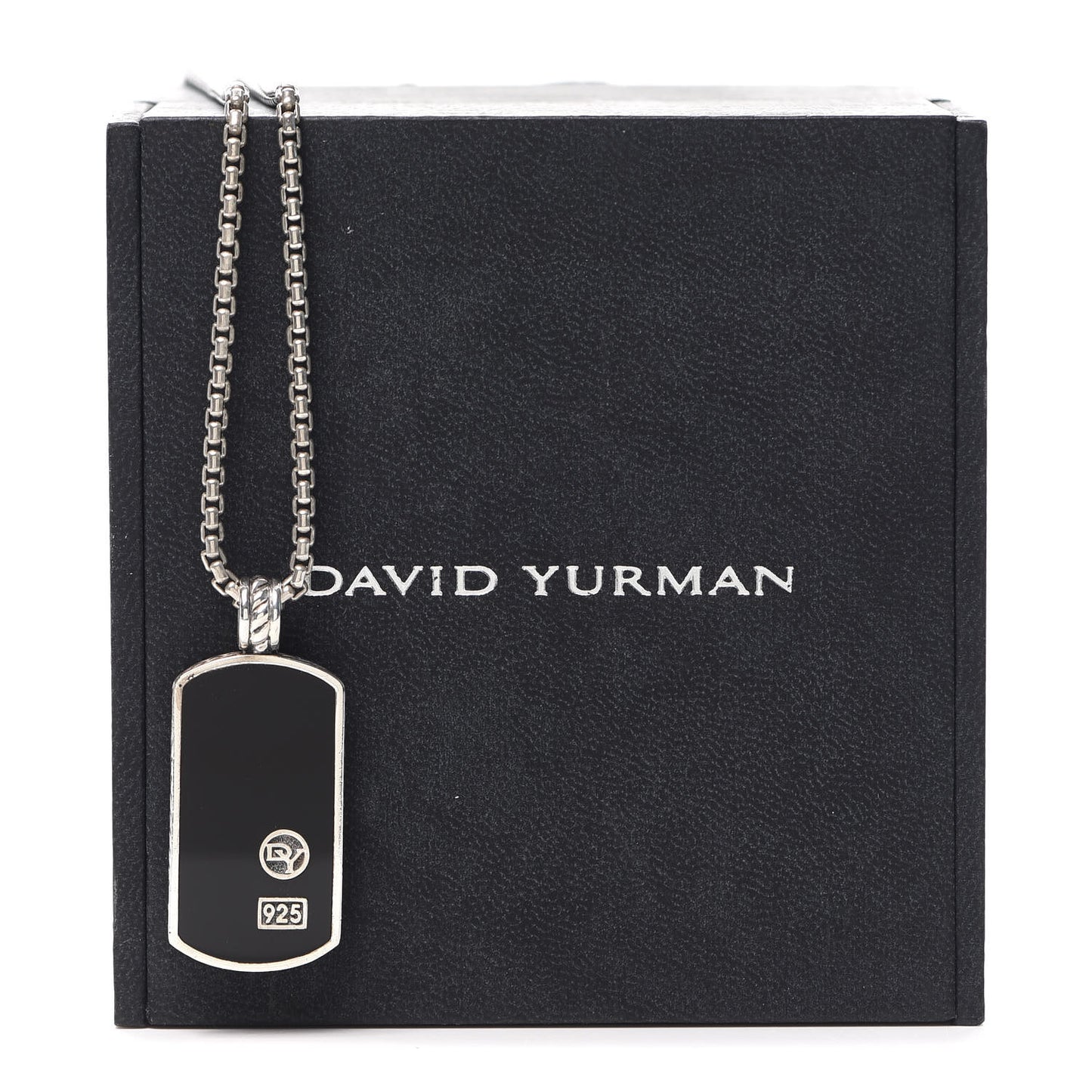 Sterling Silver Black Onyx Dog Tag Necklace