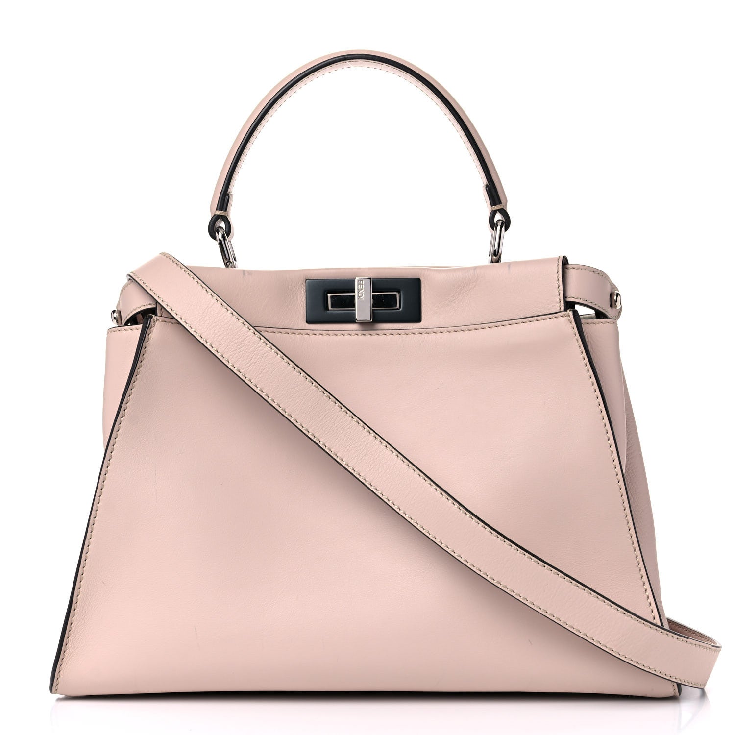 Fendi Vitello Seta Shiny Nappa Medium Peekaboo Iconic Satchel Soap Opale 1 of 19