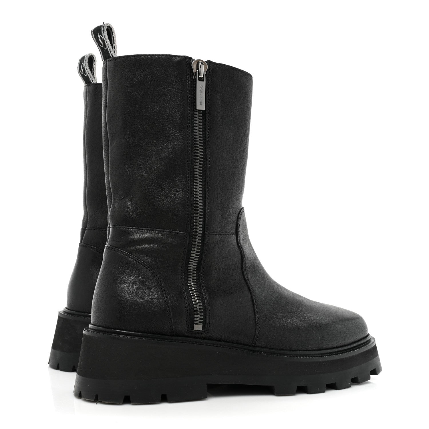 Jimmy Choo BAYU WOMENS LEATHER PULL ON MID-CALF BOOTS 40 Black 3 of 11