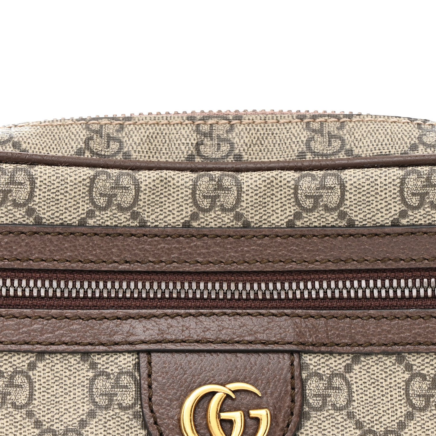 Soft GG Supreme Monogram Medium Ophidia Belt Bag Dark Brown