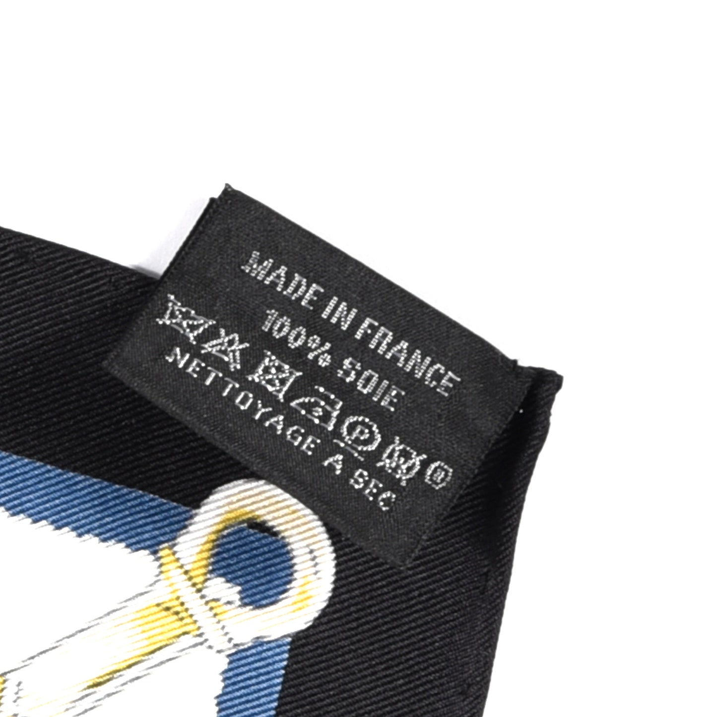Silk Etriers Remix Scarf 45 Black Ivoire Bleu
