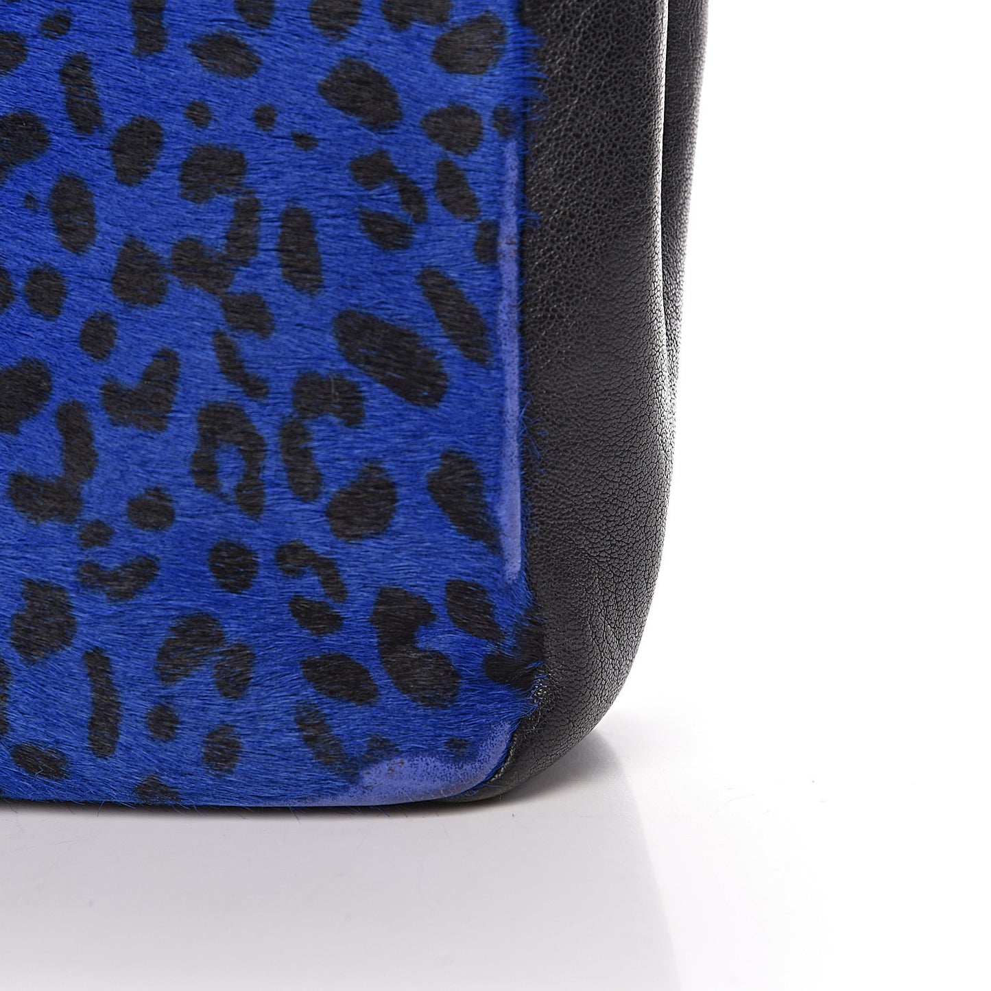 Pony Hair Calfskin Monogram Leopard Print Medium Punk Chain Bag Blue
