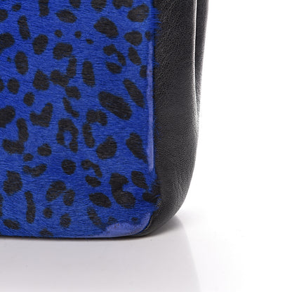 Saint Laurent Pony Hair Calfskin Monogram Leopard Print Medium Punk Chain Bag Blue 9 of 16
