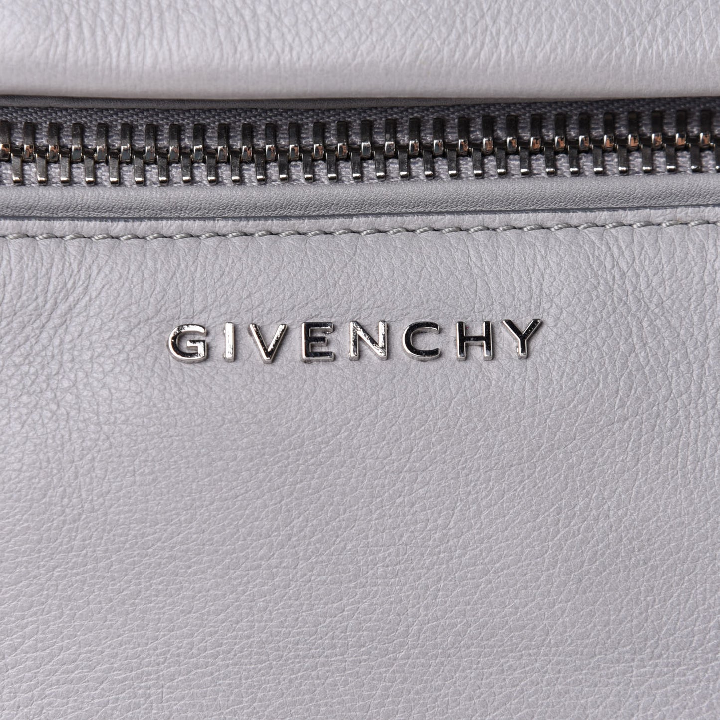 Grained Calfskin Medium Pandora Pure Flap Bag Pearl Grey