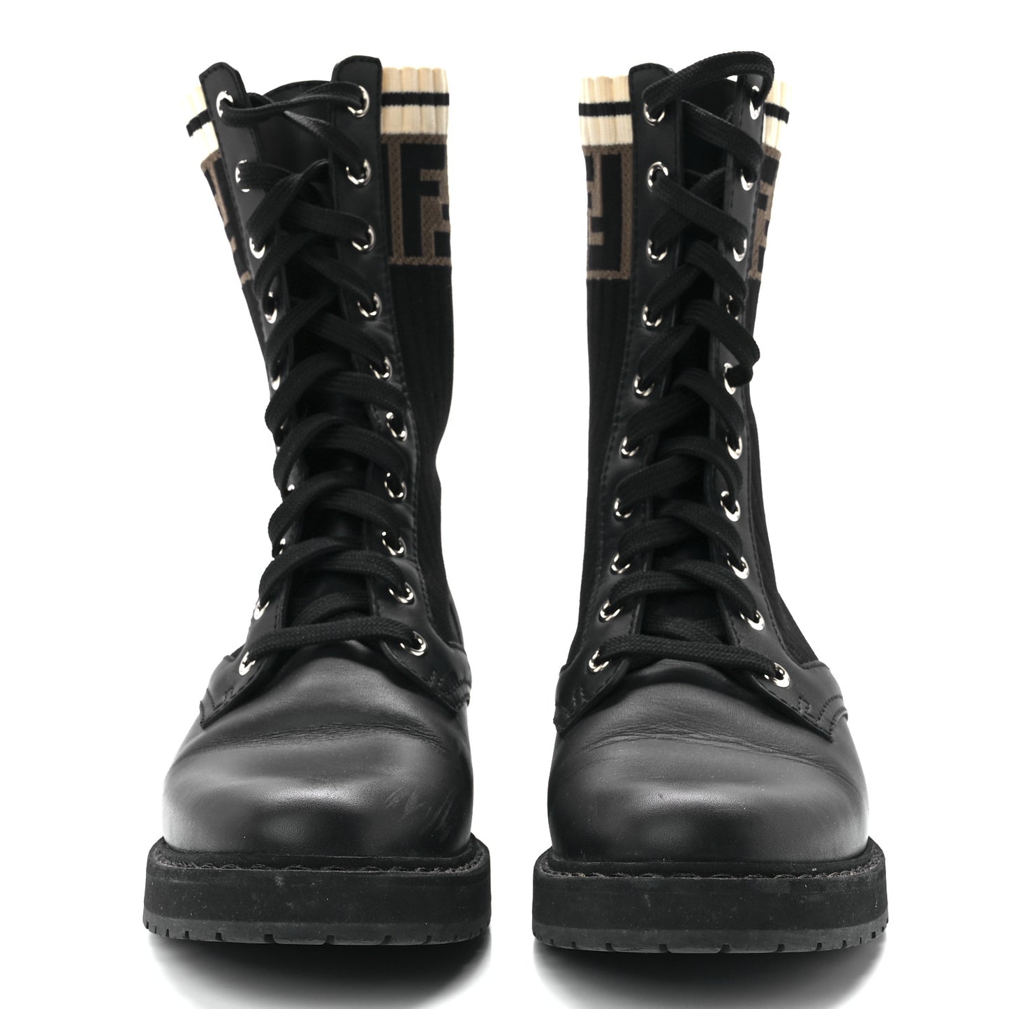 Calfskin Stretch Fabric Rockoko Biker Boots 36 Tobacco Black Marino