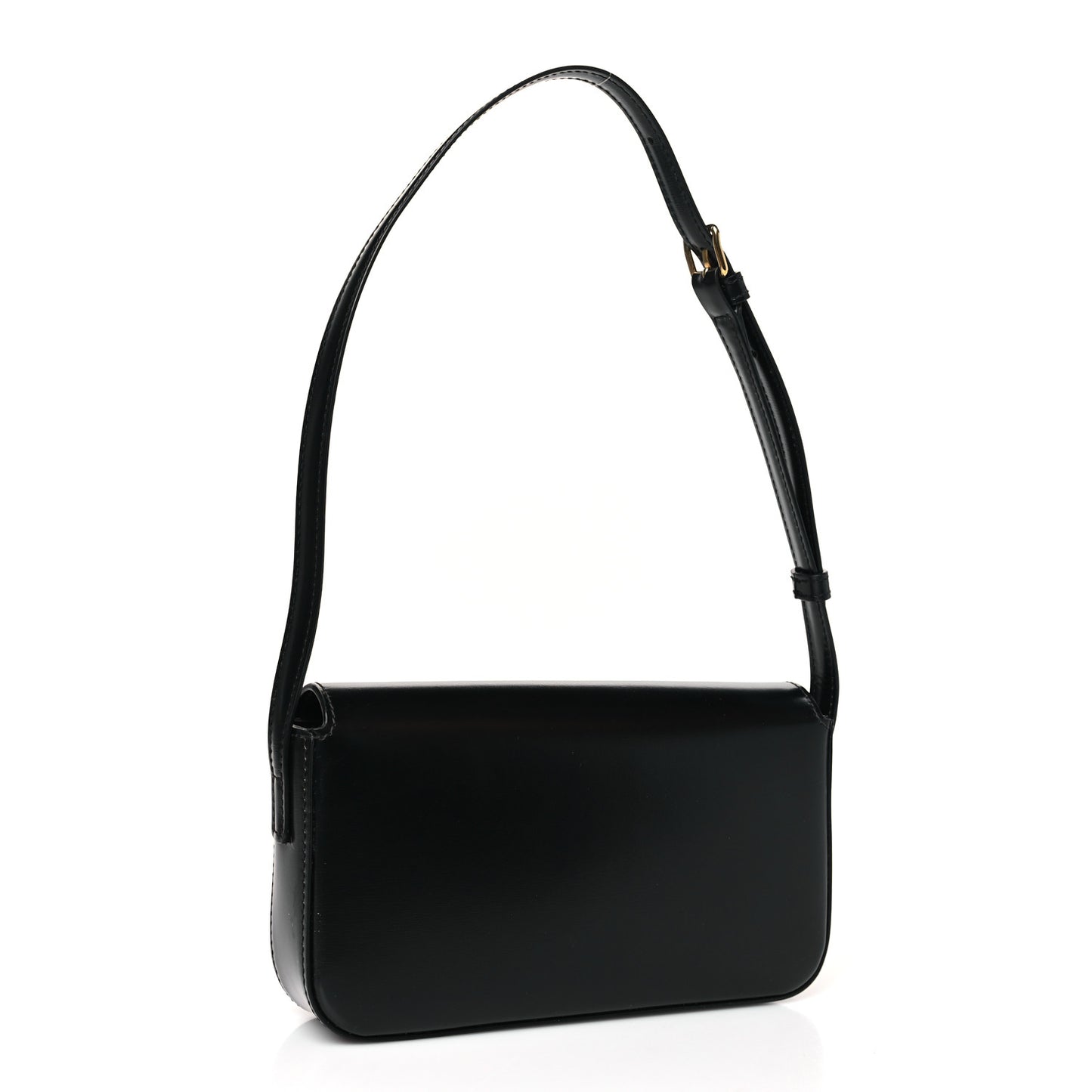 Shiny Calfskin Triomphe Shoulder Bag Black