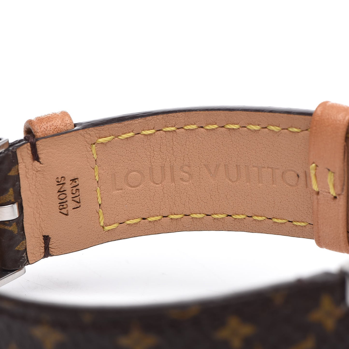 Stainless Steel Monogram 34mm Tambour Quartz Watch Brown