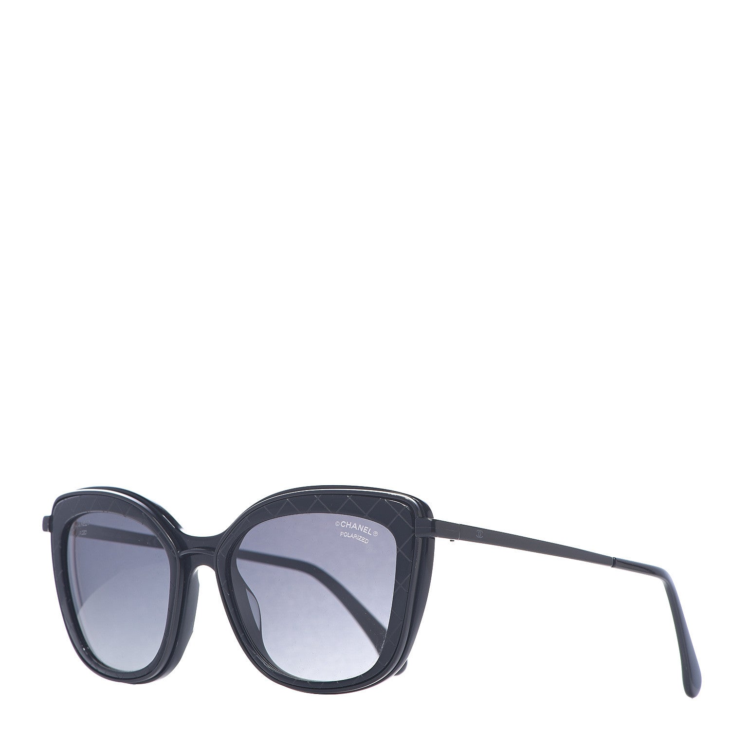 Chanel Acetate Polarized Quilted Metal Butterfly Sunglasses 4238-A Black 1 of 8