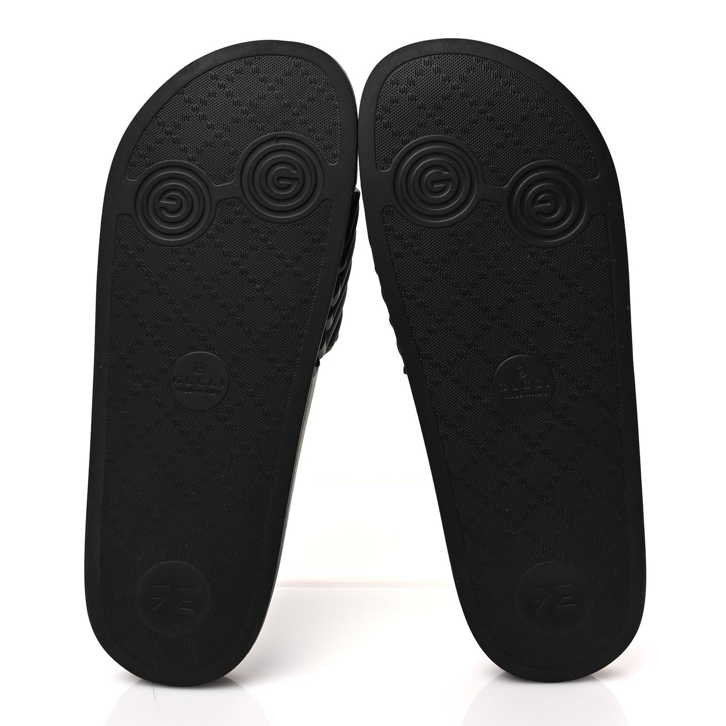 Rubber Matelasse Interlocking G Mens Slide Sandals 9 Black White