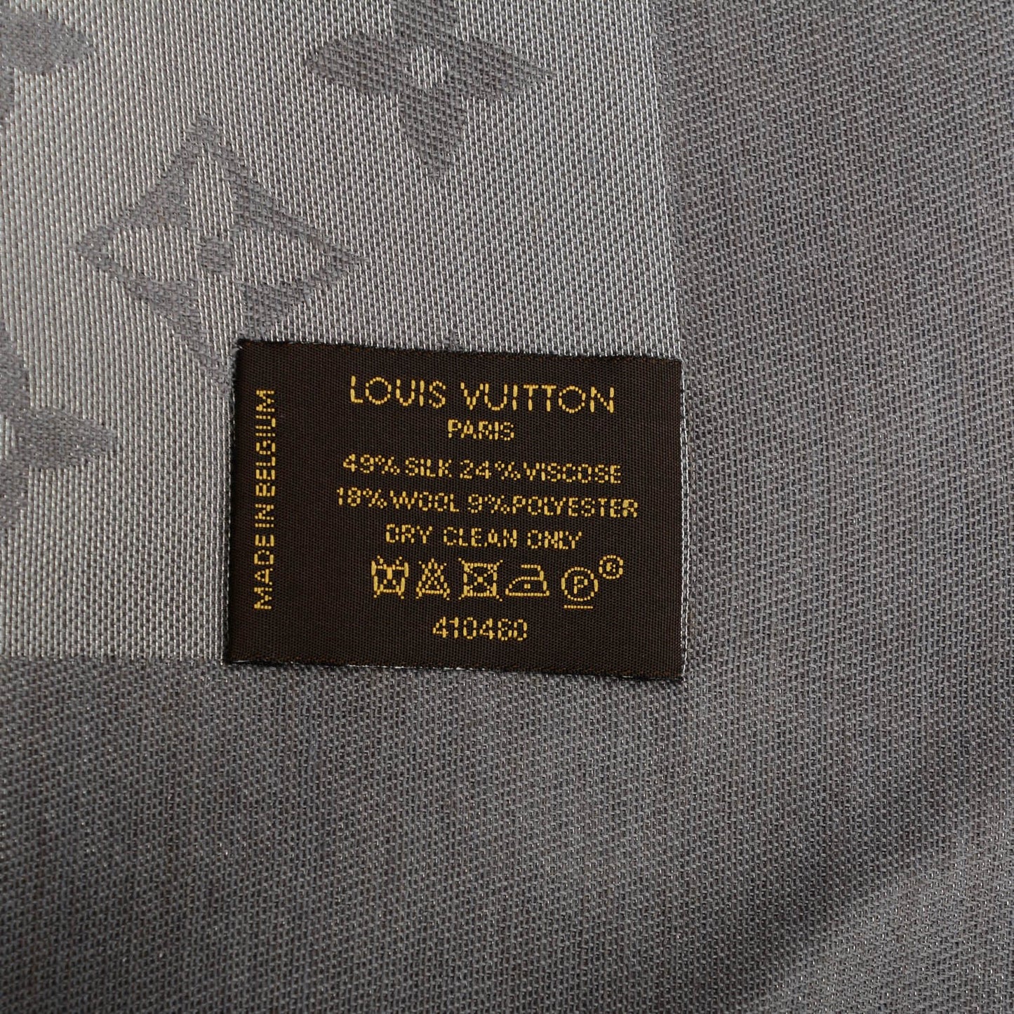 Silk Lurex Wool Monogram Shine Shawl Charcoal Grey