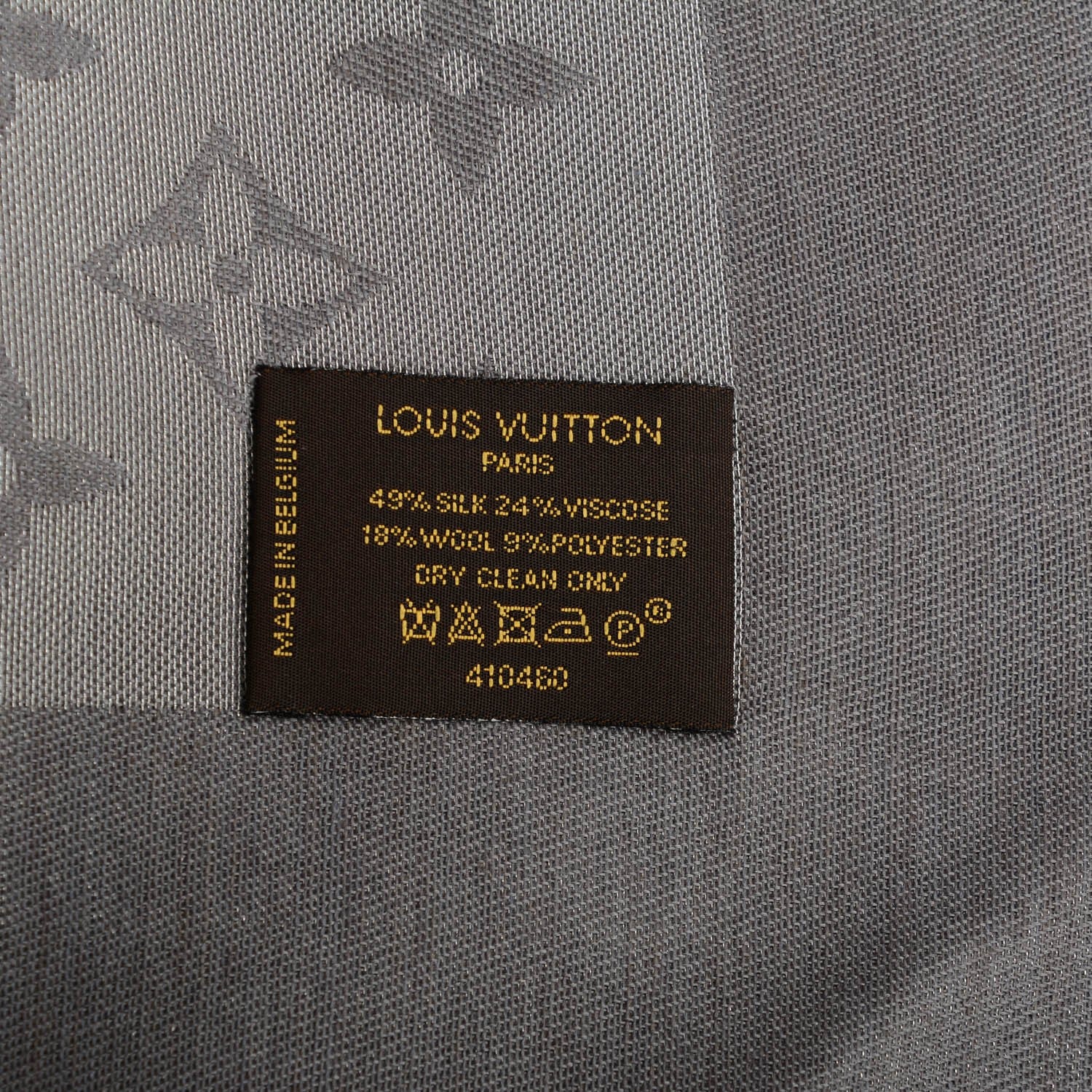 Louis Vuitton Silk Lurex Wool Monogram Shine Shawl Charcoal Grey 5 of 5