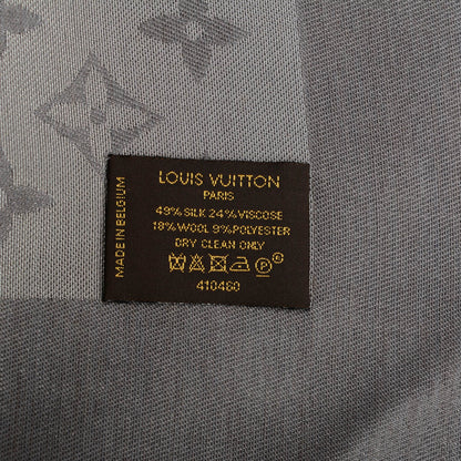 Louis Vuitton Silk Lurex Wool Monogram Shine Shawl Charcoal Grey 5 of 5