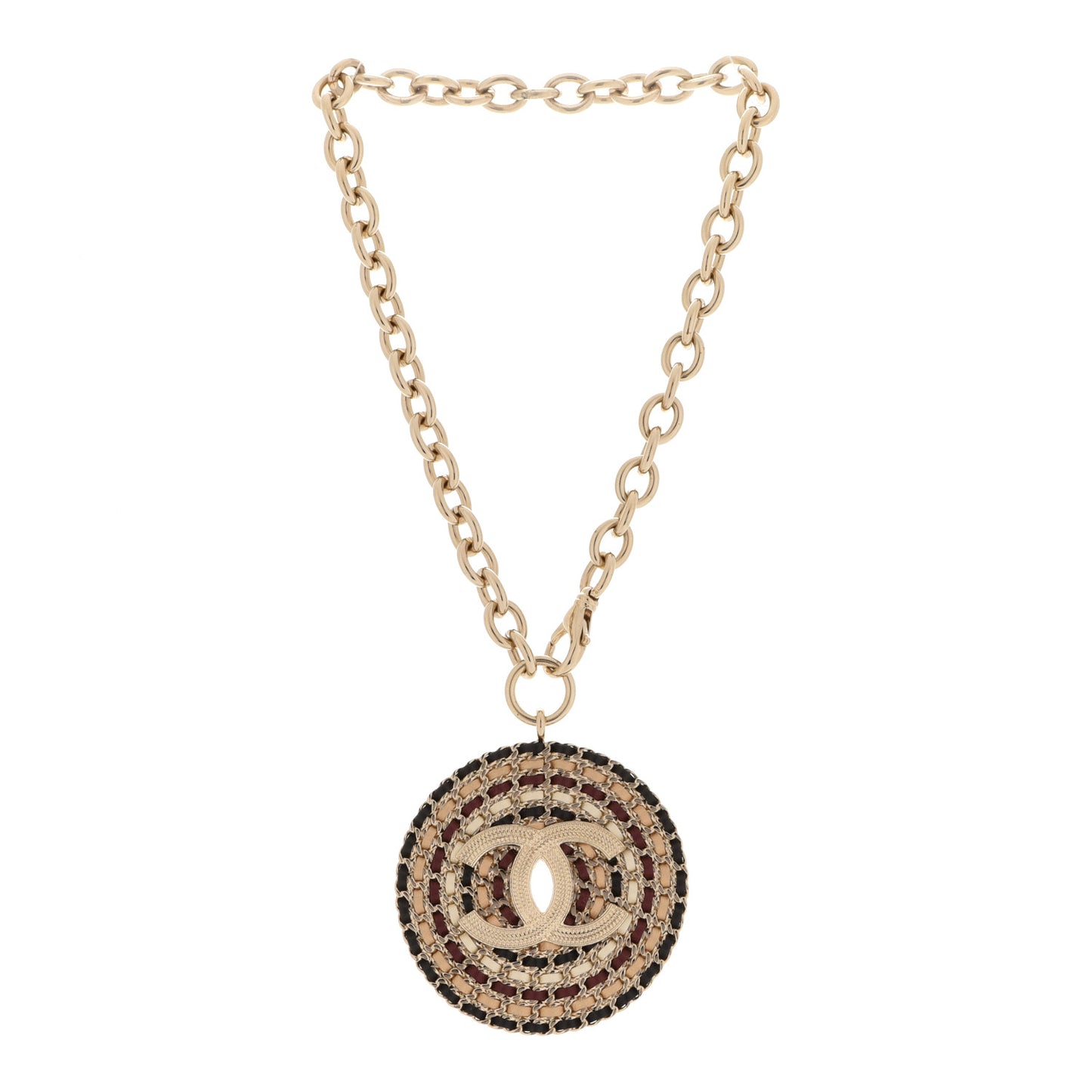 Lambskin Chain CC Necklace Gold