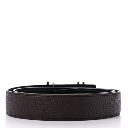 Hermes Box Togo 32mm Au Carre H Belt 80 32 Black Brown 2 of 6