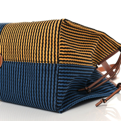 Loewe Canvas Calfskin Print Paulas Ibiza Stripes Cushion Tote Blue Yellow 10 of 10