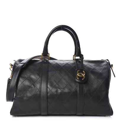 Chanel Calfskin Stitched CC Boston Black 1 of 18