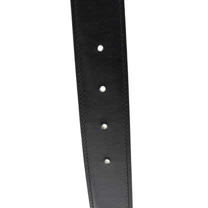 Hermes Togo Box 32mm Enamel Quizz H Belt 80 32 Black Etoupe 4 of 6