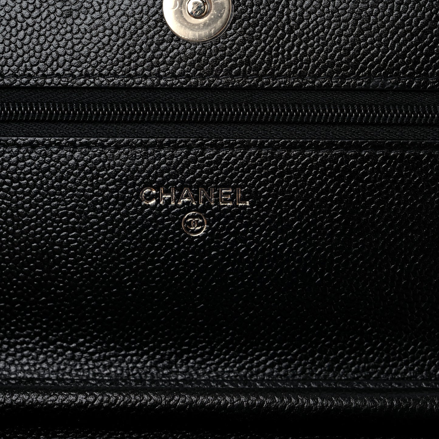Caviar Quilted Chain CC Wallet On Chain WOC Black