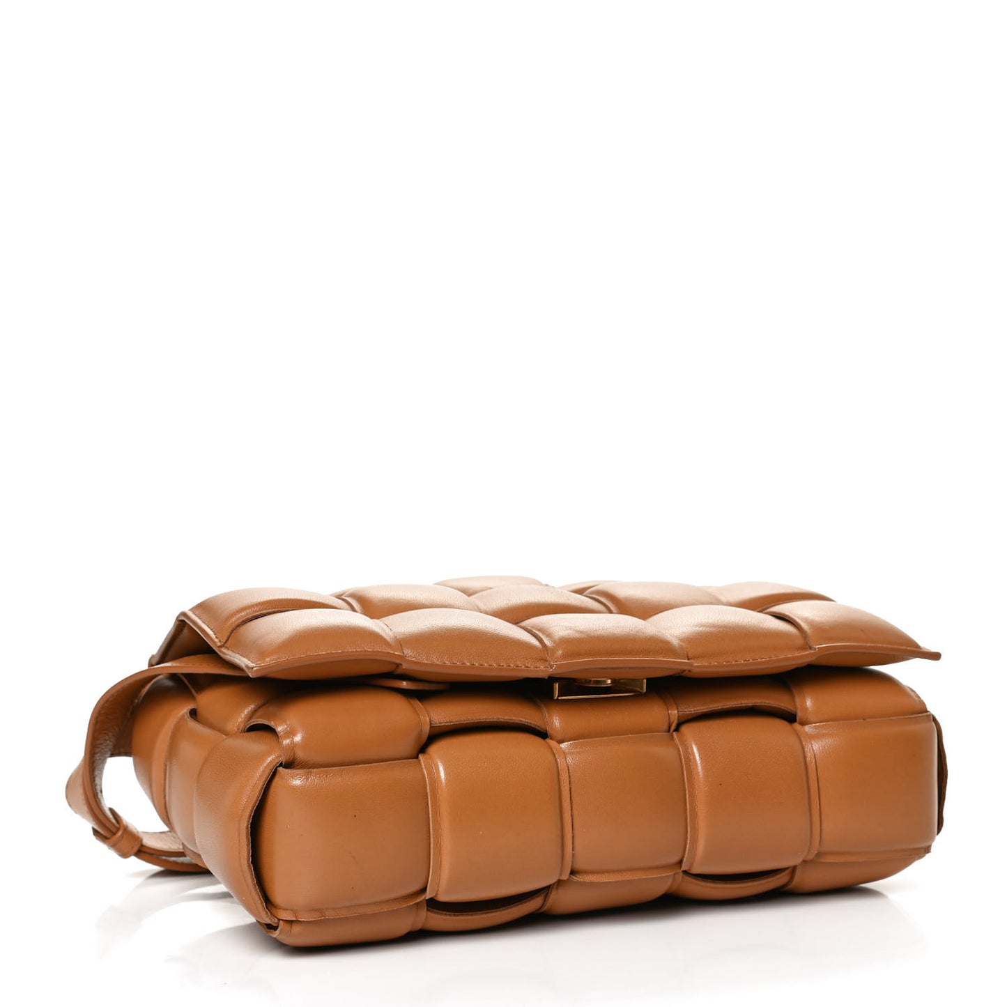 Nappa Maxi Intreccio Padded Cassette Crossbody Bag Caramel