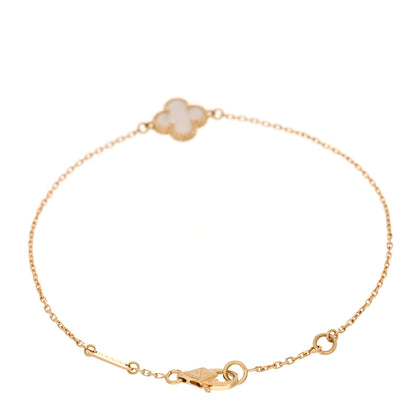 Van Cleef & Arpels 18K Yellow Gold Mother of Pearl Sweet Alhambra Bracelet 4 of 9