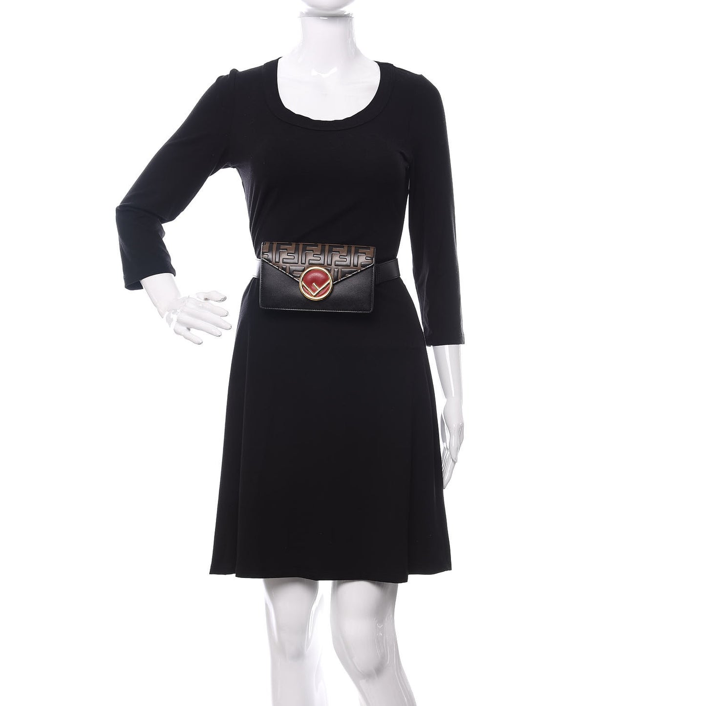 Vitello Liberty F is Fendi Bi-Color FF 1974 Embossed Envelope Belt Bag Maya Black