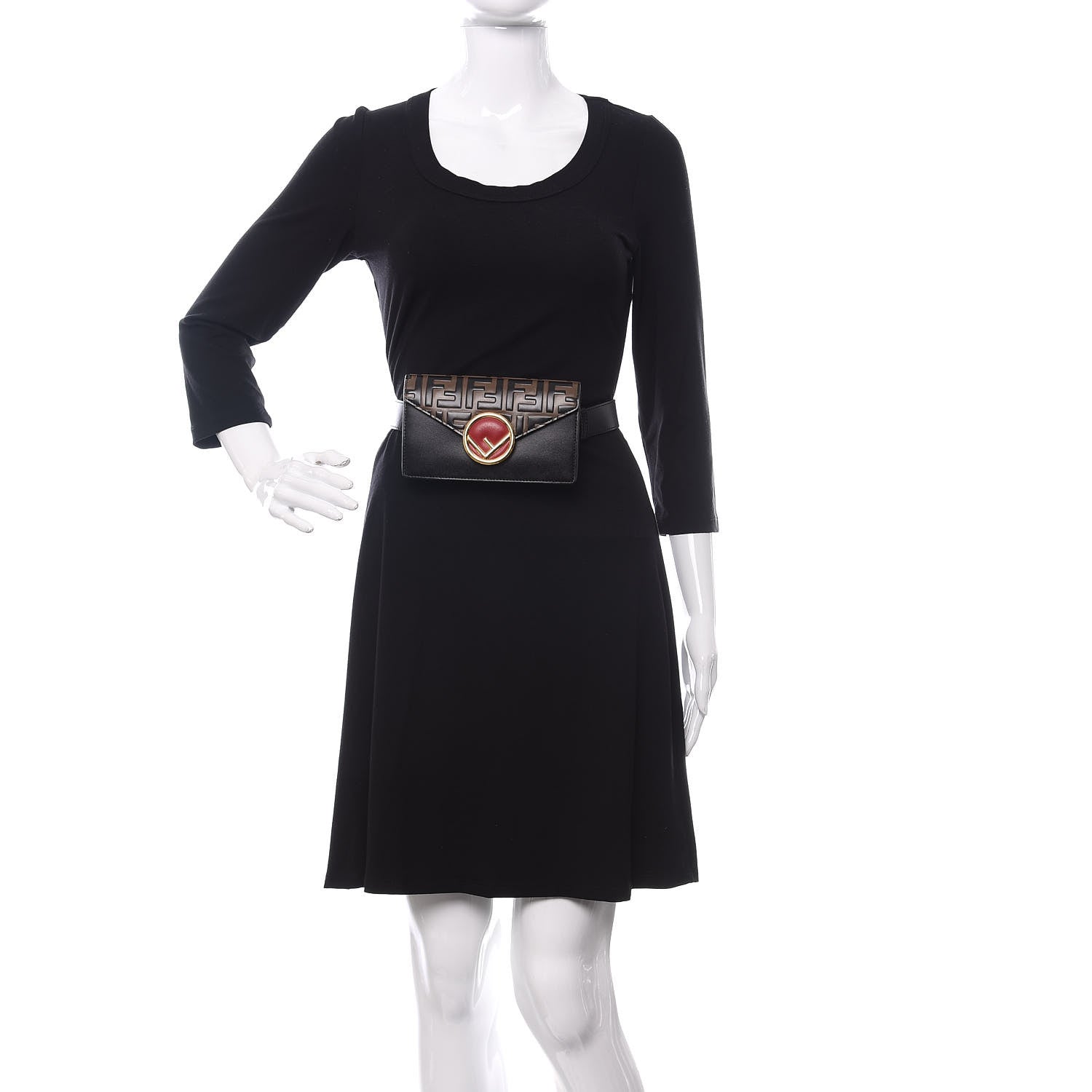 Fendi Vitello Liberty F is Fendi Bi-Color FF 1974 Embossed Envelope Belt Bag Maya Black 2 of 11
