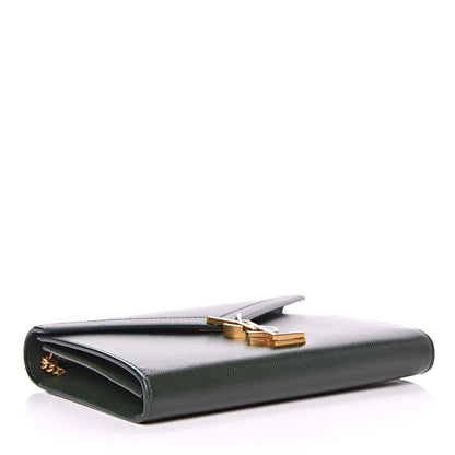 Saint Laurent Grain De Poudre Monogram Cassandra Chain Wallet Vert Fonce 4 of 9