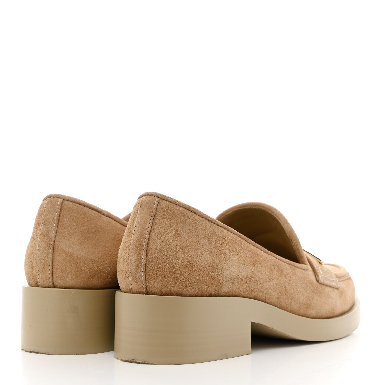 Chanel Suede Metal CC Mocassin Loafers 37 Beige 5 of 9