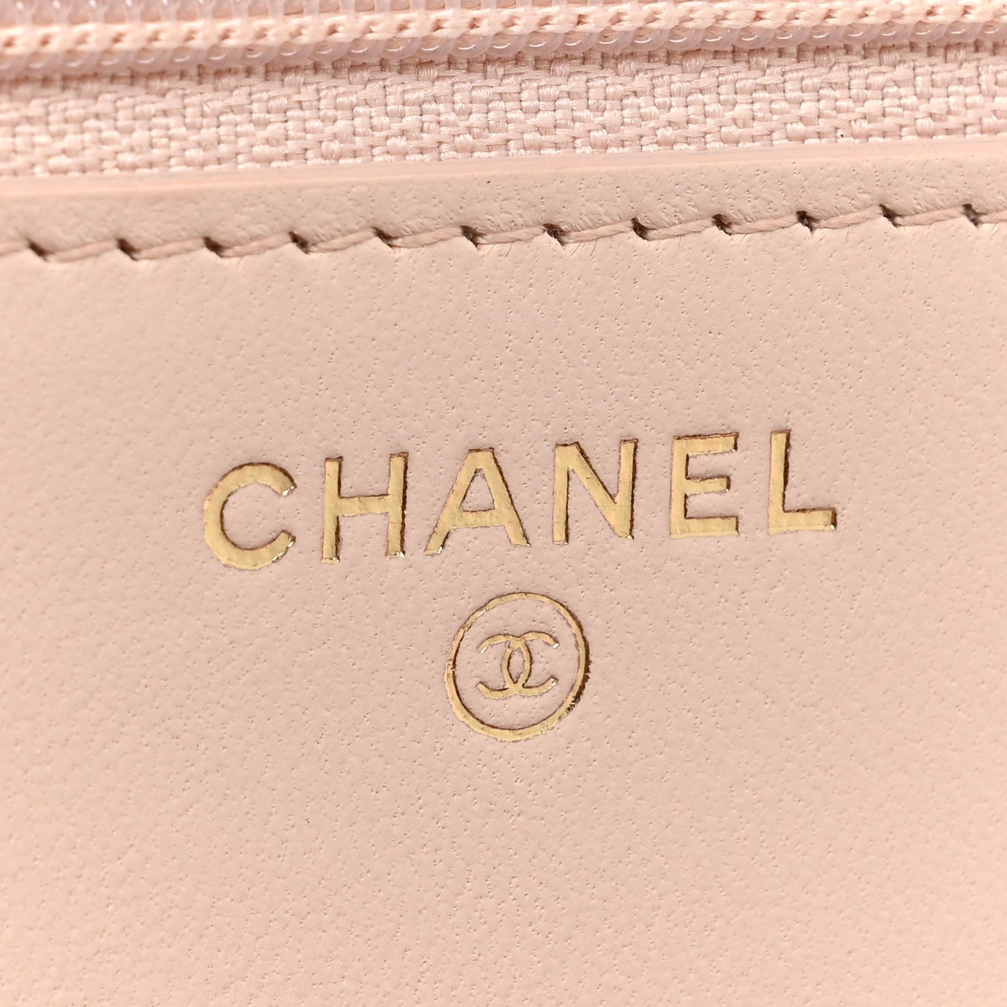 Lambskin Quilted Trendy CC Wallet On Chain WOC Light Beige