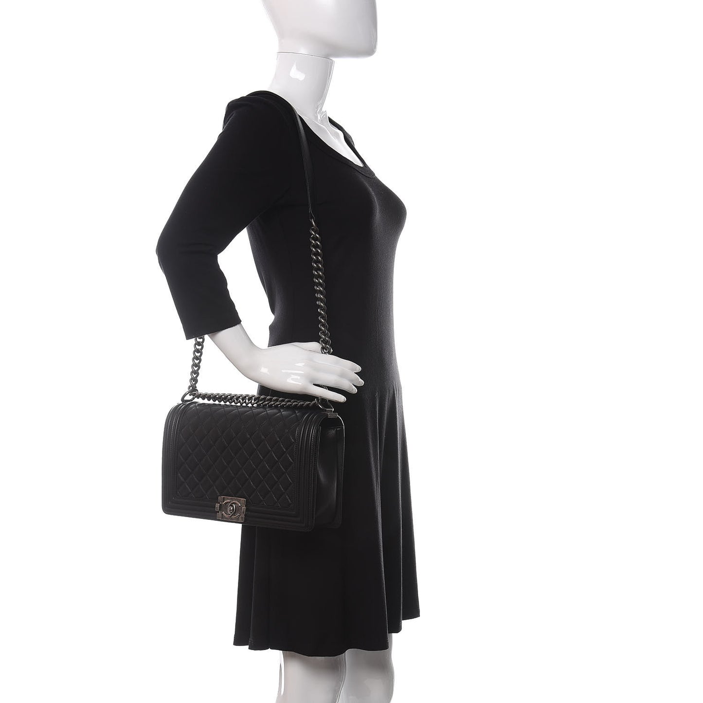 Calfskin Quilted New Medium Boy Flap Black