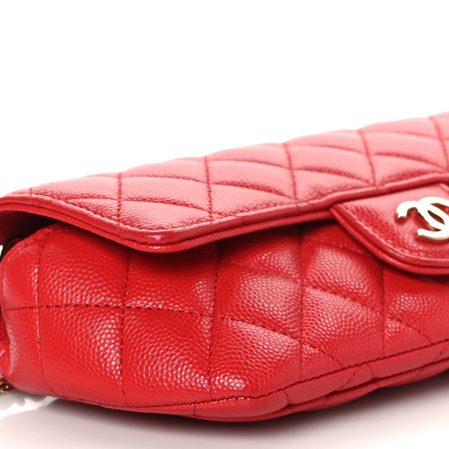 Chanel Caviar Quilted Glasses Case With Chain Red 9 of 11
