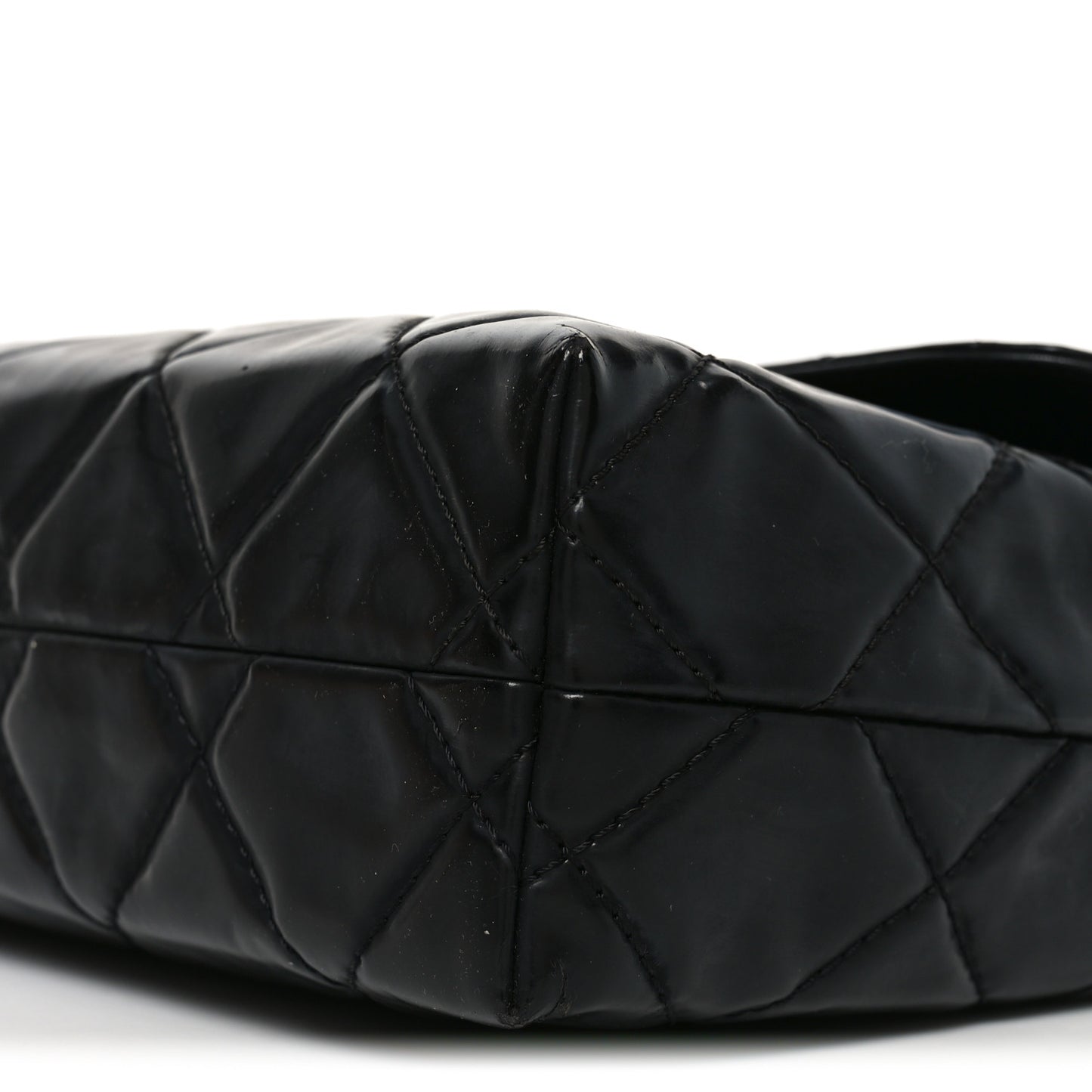 Vinyl Quilted In the Business Flap Bag Black