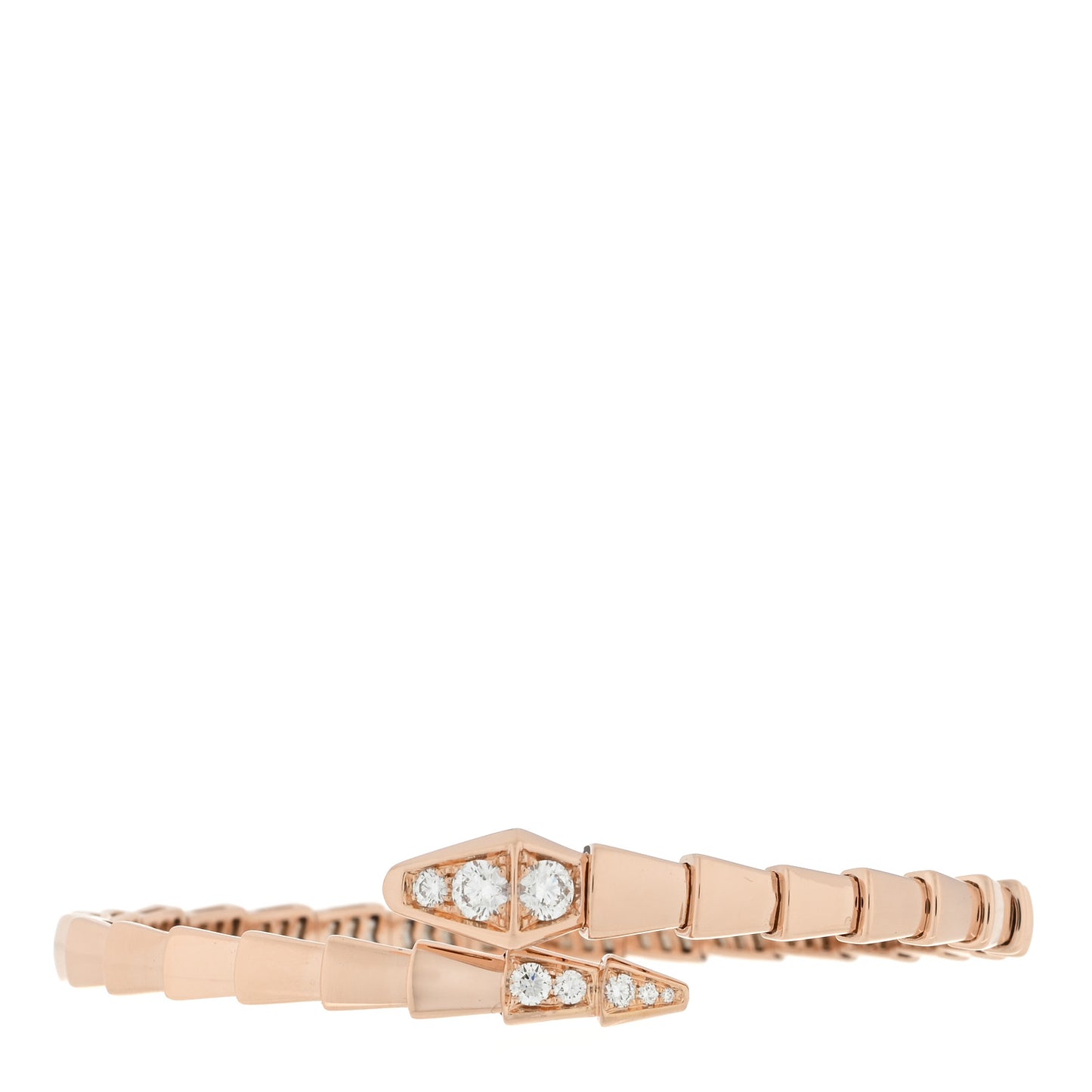 18K Rose Gold Diamond Serpenti Viper Bracelet S