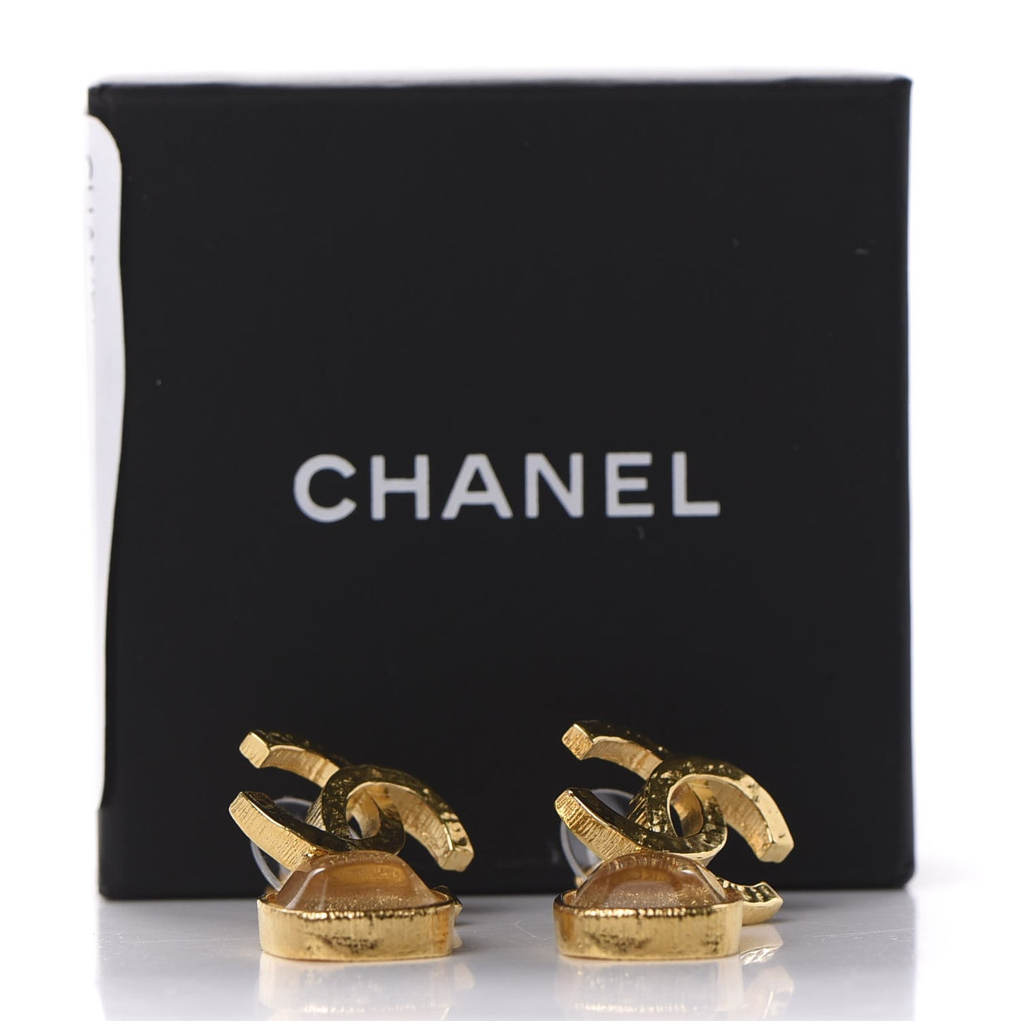 Metal Natural Stones CC Drop Earrings Gold