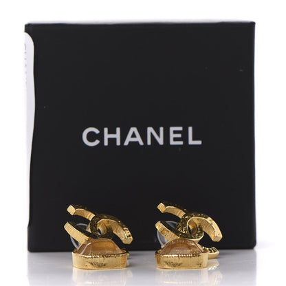 Chanel Metal Natural Stones CC Drop Earrings Gold 5 of 5