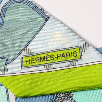 Hermes Silk Camails Twilly Vert Fluo Ciel Vert D Eau 9 of 9