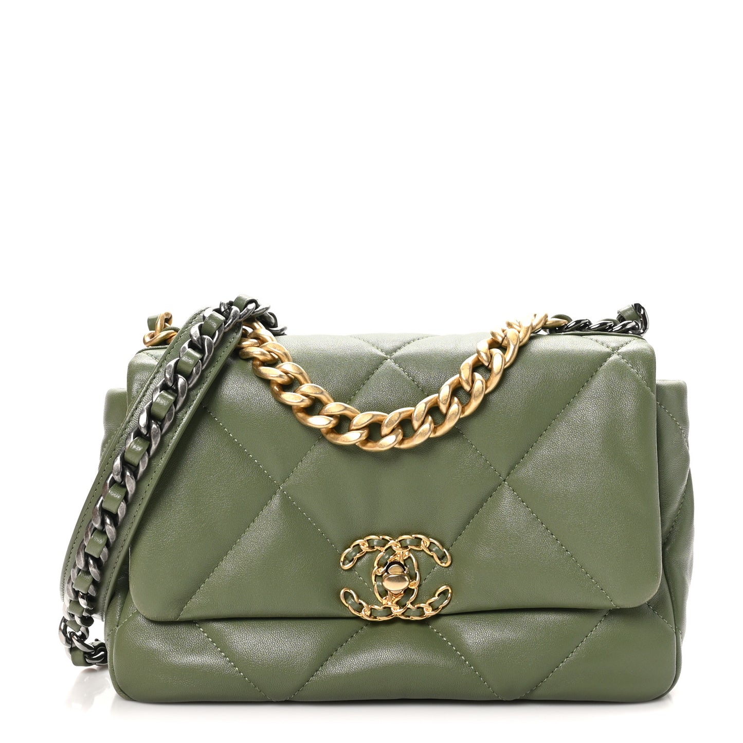 Lambskin Quilted Medium Chanel 19 Flap Green