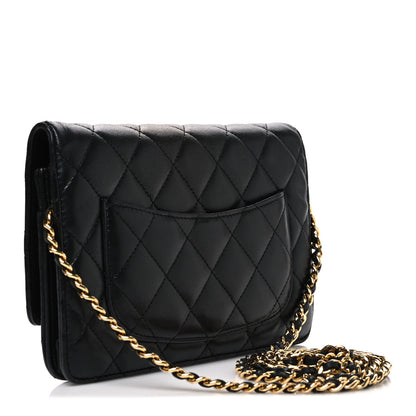 Chanel Lambskin Quilted Wallet On Chain WOC Black 3 of 13