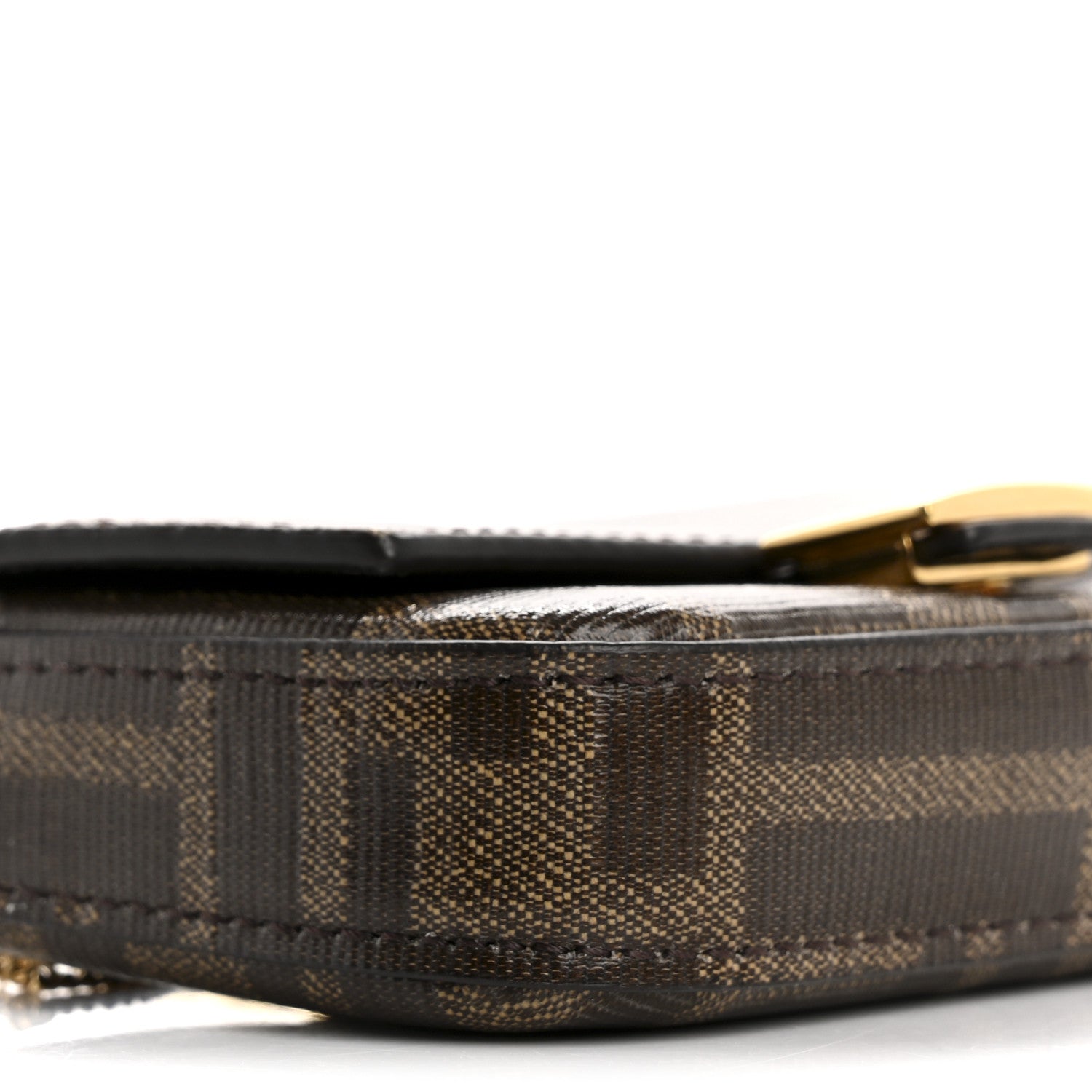 Fendi Glazed Fabric FF 1974 Nano Baguette Charm Mogano Panna 9 of 14