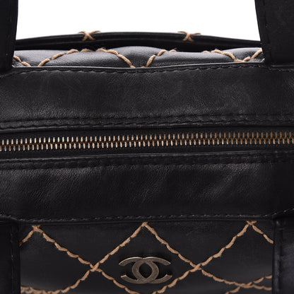 Chanel Calfskin Wild Stitch Top Handle Bag Black 13 of 14