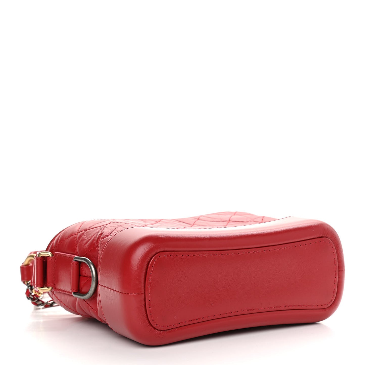 Aged Calfskin Quilted Small Gabrielle Logo Hobo Red