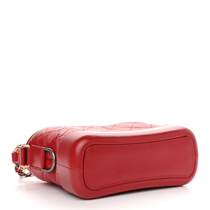 Chanel Aged Calfskin Quilted Small Gabrielle Logo Hobo Red 4 of 11